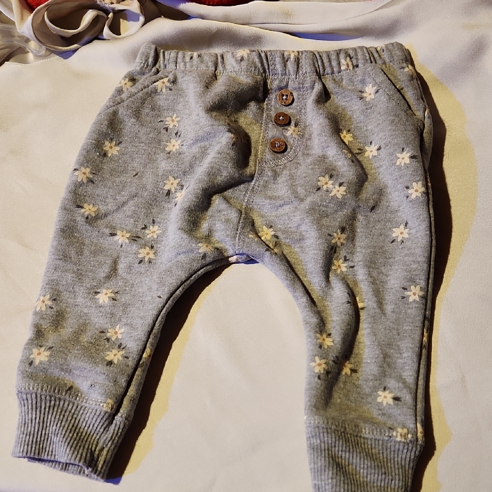 Gray Floral Kids Casual Pants